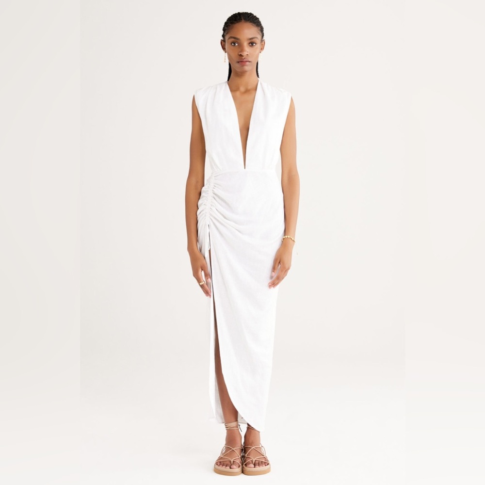 NWT Rumer (Anthropologie) White Linen Maxi Dress Small $299